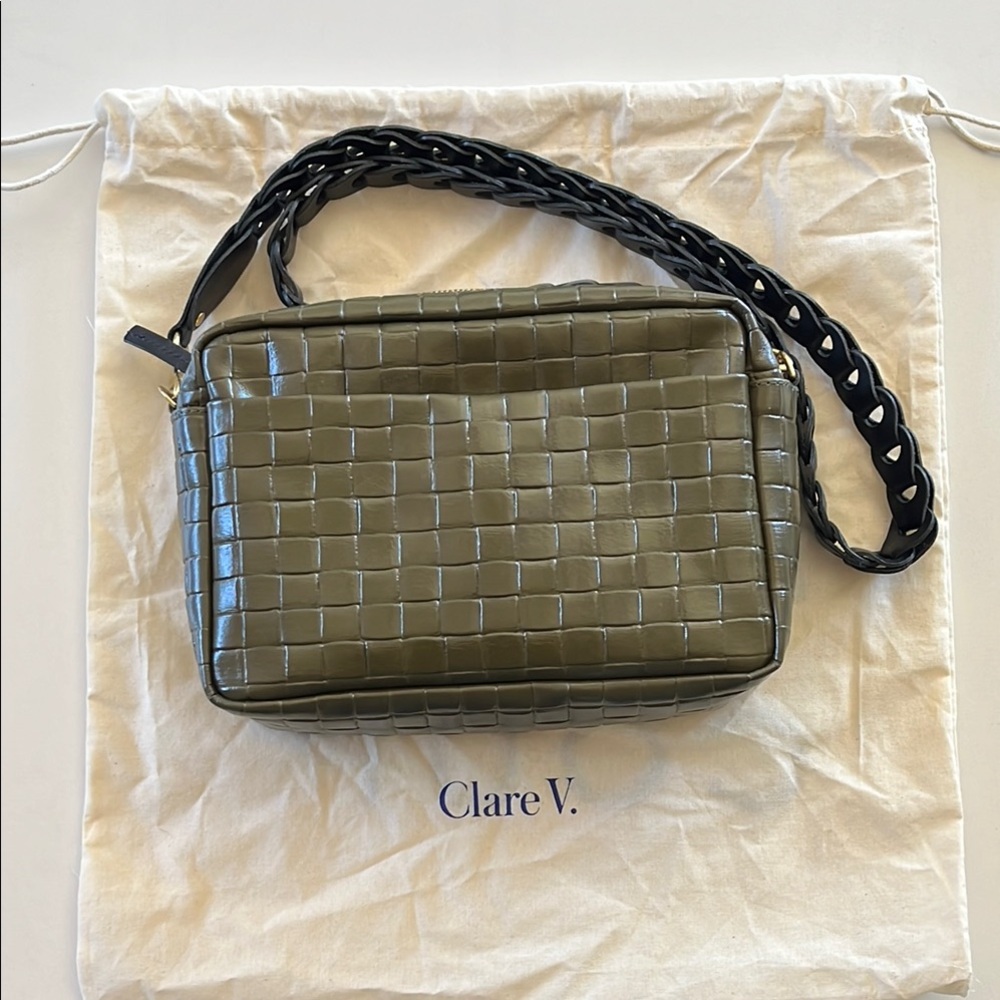 Clare V Green Woven Crossbody Marisol Bag
